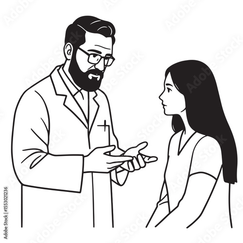 Doctor consulting with patient regarding healthcare medical advice and diagnosis process
