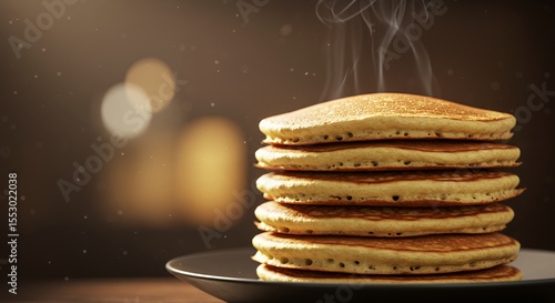 Wallpaper Mural Golden Stack of Warm Pancakes Steaming on a Dark Plate Torontodigital.ca