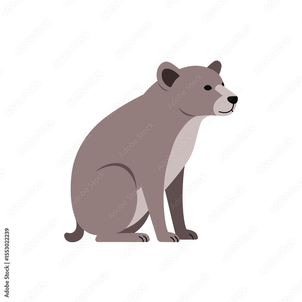 Naklejka premium An illustration of a charming bear, depicted in a sitting pose, in a minimal style