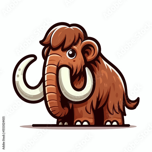 Cute Cartoon Woolly Mammoth Character Illustration