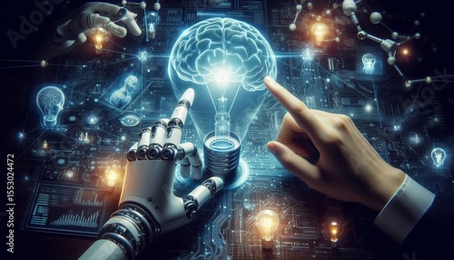 Machine Learning Concept with Digital Brain