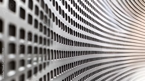 Wallpaper Mural Abstract Metallic Surface With Perforated Pattern And Wavy Design Torontodigital.ca