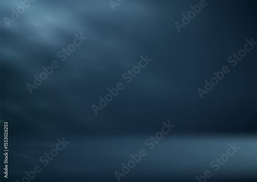 Empty Dark Blue studio room background with shadow leaves. Space for selling products on the website. Vector illustration.