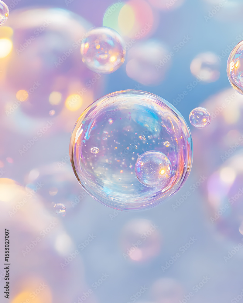 Whispers of light: A dreamy cascade of iridescent pastel bubbles Whispers of light: A dreamy cascade of iridescent pastel bubbles