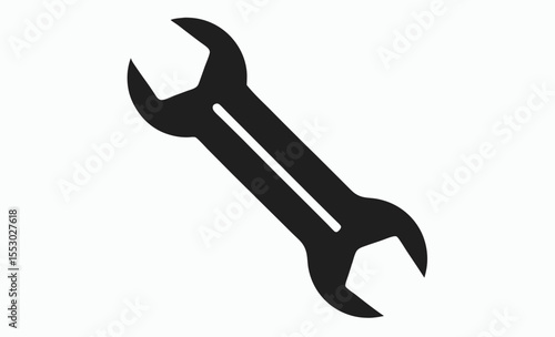 Wrench silhouette icon, black tool vector, mechanic instrument illustration, industrial repair symbol