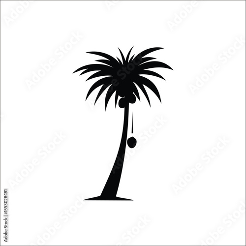 coconuts fall from the tree vector, silhouette