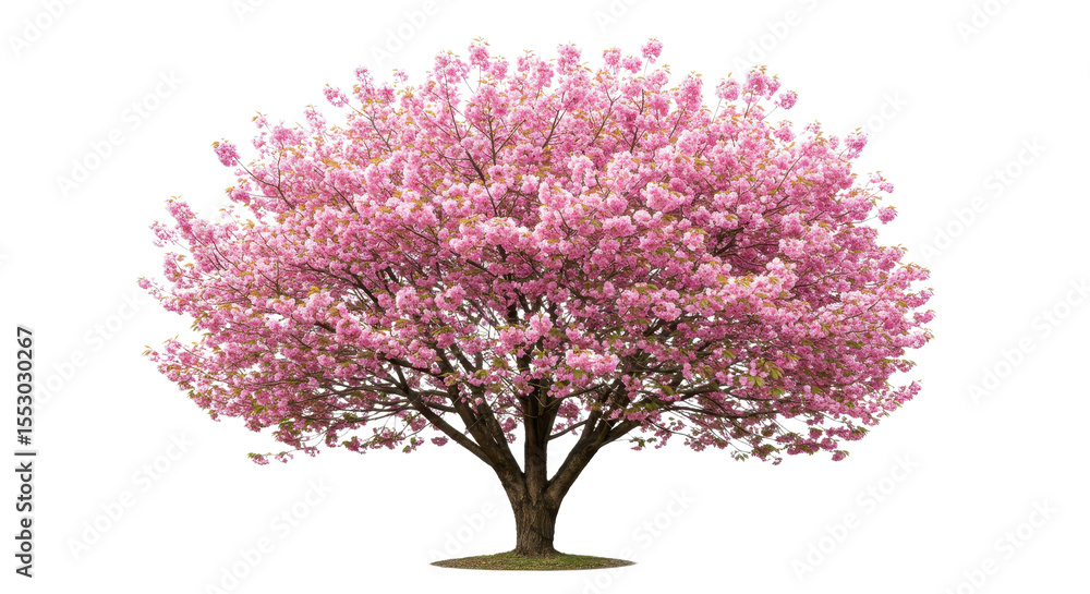 Obraz premium Lush pink cherry blossoms adorn a full tree. transparent, png