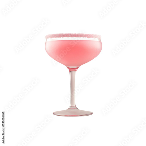 Pink Cocktail in Coupe Glass with Sugar Rim