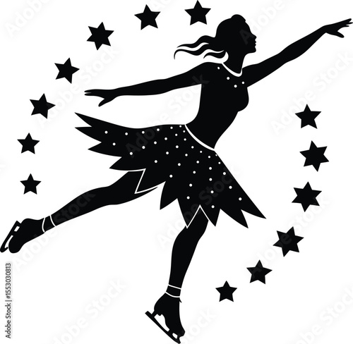 Silhouette of an Ice Skater Spinning