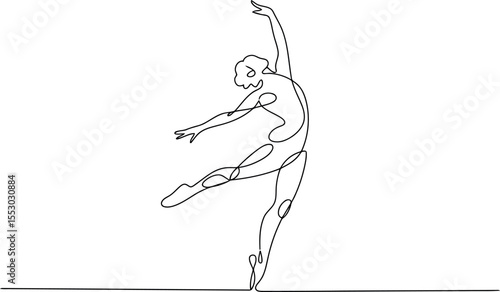 A ballerina strikes a graceful pose, her form captured in a single, fluid line. The drawing conveys the elegance and strength inherent in the art of ballet.