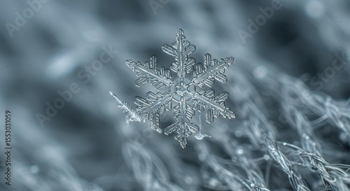 Snowflake rests delicately upon a soft textured fabric surface while displaying intricate geometric crystal patterns.