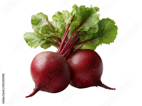 Fresh red beetroots with green leaves isolated on black background, Isolated On Transparent Background