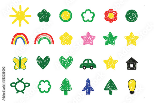 Hand-Drawn Doodle Delight: A vibrant collection of playful, hand-drawn doodles, each a burst of color and creativity, inviting imagination and delight.