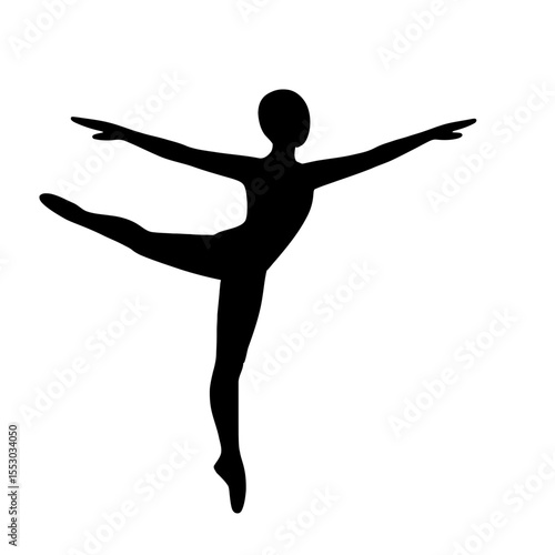 Black Silhouette of Ballet Dancer Performing Arabesque Pose