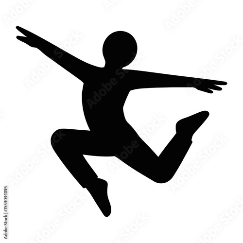 Silhouette of Dancer Leaping in Energetic Dance Pose Expressing Joy
