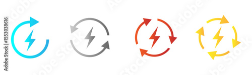 High-voltage electric power icon set. Power icon. Vector graphics