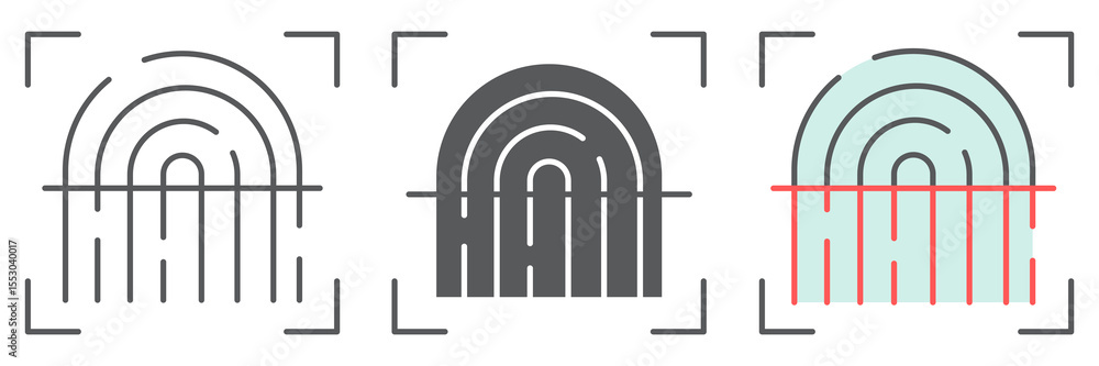 Fototapeta premium Fingerprint scan icon collection, security and biometric, finger print sign vector set graphics, editable stroke linear icon, eps 10