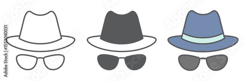 Spy agent icon collection, security and detective, hacker sign vector set graphics, editable stroke linear icon, eps 10
