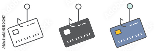 Banking scam icon collection, security and phishing password, data theft sign vector set graphics, editable stroke linear icon, eps 10