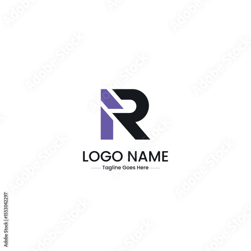 Free Download Vector art of a modern logo design features the letter r in purple and black isolated on white background - GFXLoad