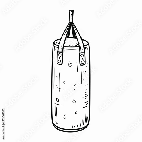 Hand drawn punching bag illustration for boxing or martial arts