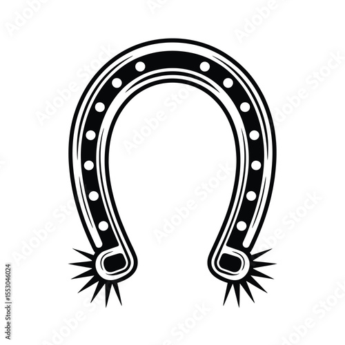 Black and white horseshoe with spurs vector illustration design