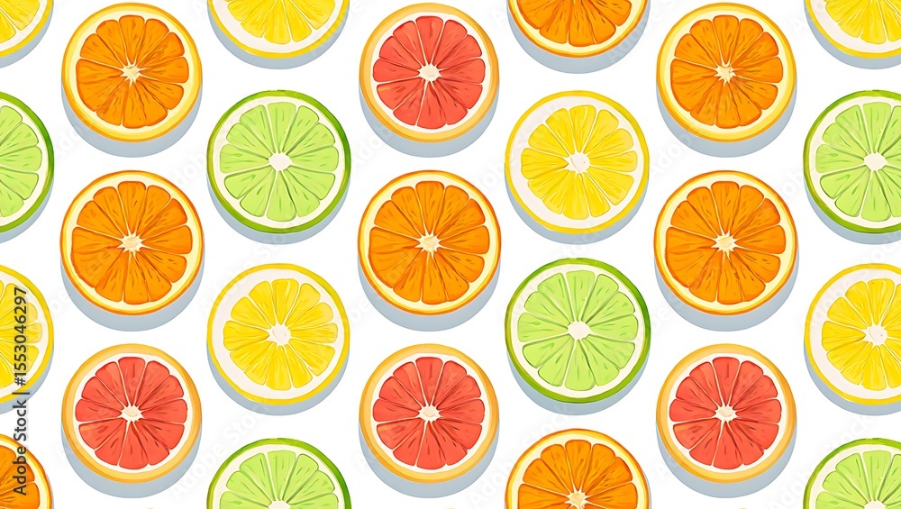 Colorful Citrus Fruit Slices Pattern Background Colorful Citrus Fruit Slices Pattern Background
