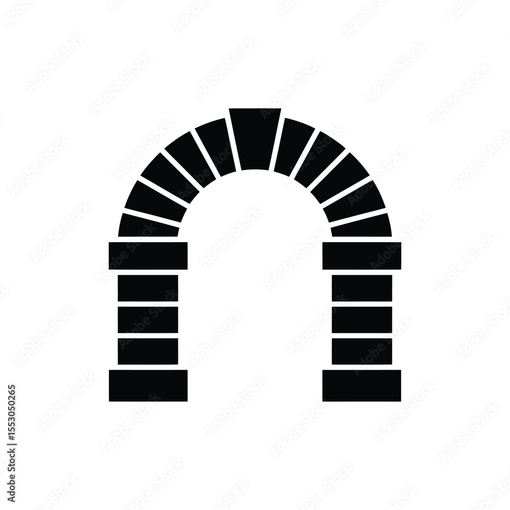 Fototapeta premium Black and White Archway Silhouette Illustration for Architectural Design Concepts
