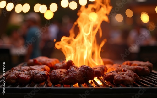 Wallpaper Mural Labor day bbq celebration with festive atmosphere and string lights. High quality Torontodigital.ca