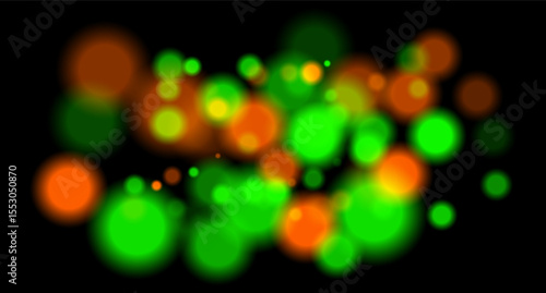 Multicolored glowing circles with blur on black background. Soft depth effect with vibrant color contrast.