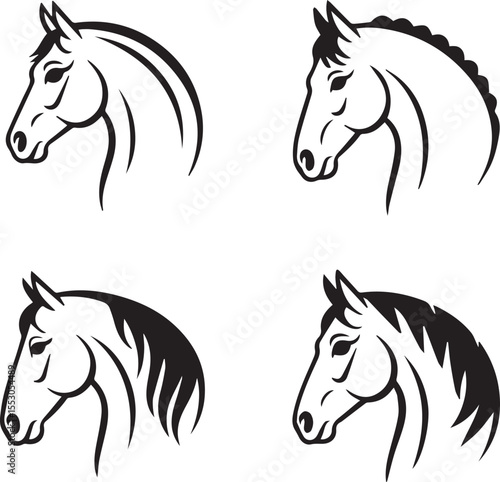 silhouette of horse Hand drawn horse head bundle set vector silhouette art of illustration