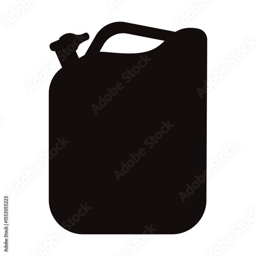Petrol canister. Vector illustration of simple black silhouette of gas can isolated transparent. Perfect icon, logo, label. EPS 10