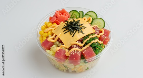 Delightful Poke Bowl with a Cheesy Twist: A Vibrant Fusion of Flavors