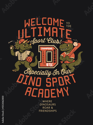 Dino Sport Academy – Cartoon Dinosaurs in Baseball Gear