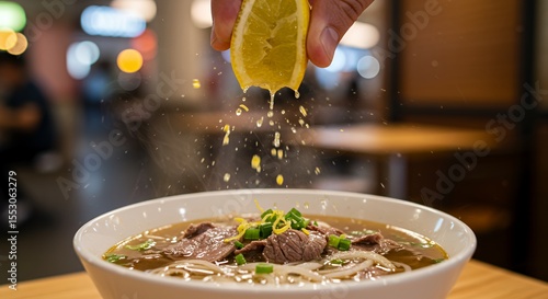 Fresh Lemon Juice Brightens a Bowl of Aromatic Beef Pho