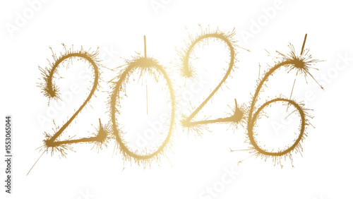 2026 New Year Sparkler Glow Text Illustration
