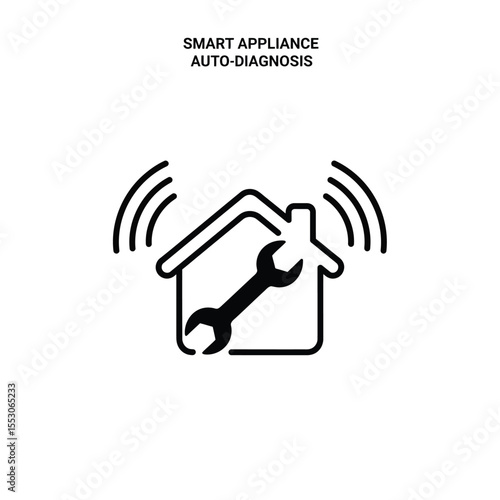Smart Appliance Auto Diagnosis Icon Black Wrench House Wifi Signal Home Repair Maintenance Symbol