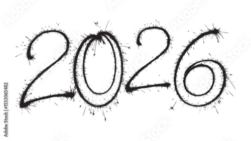 2026 Black Sparkler Effect New Year Celebration