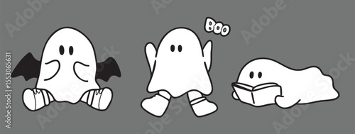 Cartoon, element, ghost in a cloak, autumn, Halloween, illustration, cute picture, hand-painted