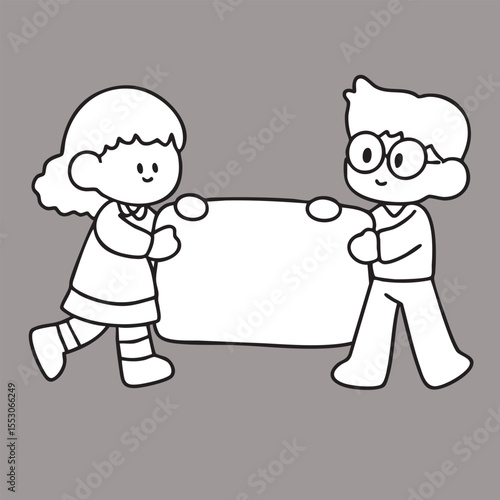 Cute cartoon, children, school age, illustration, hand drawn
