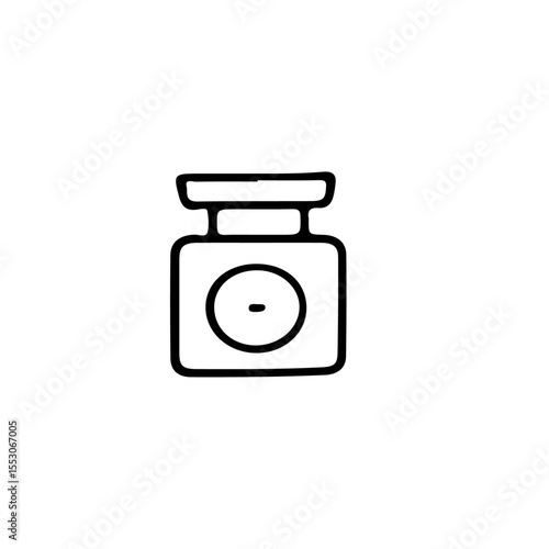 A simple black and white drawing of a laboratory weight scale