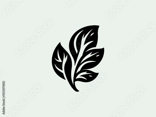 Elegant spinach leaf silhouette vector logo with delicate vein details for premium brands