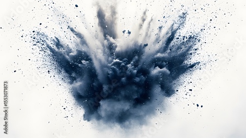 Abstract Blue Powder Explosion, Dramatic Dust Cloud Burst