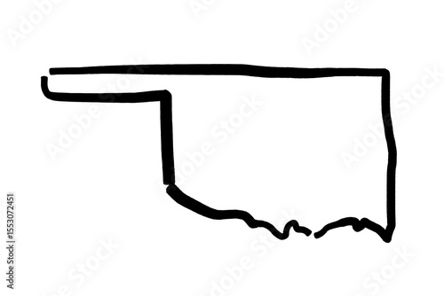 Oklahoma simple logo. State map outline - smooth simplified US state shape map. Isolated transparent PNG graphics.
