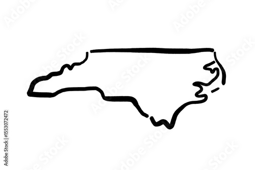 North Carolina simple logo. State map outline - smooth simplified US state shape map. Isolated transparent PNG graphic.
