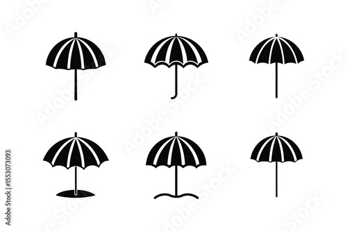 beach umbrella icon silhouette vector illustration