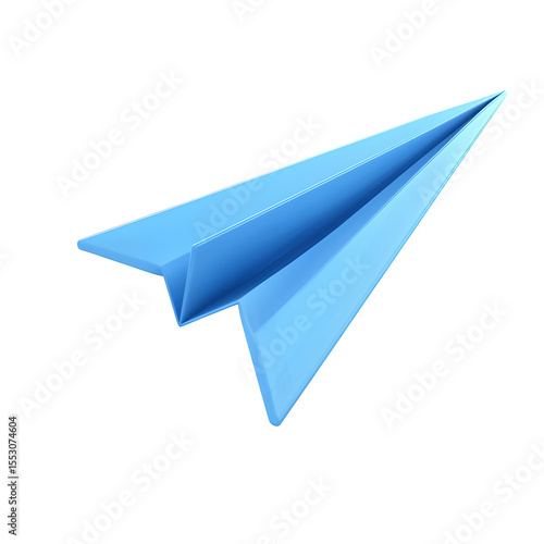 3D blue paper plane icon mid fl high quality commercial stock photo clean simple design detail background image clear visual high quality commercial stock photo clean simple design detail background i