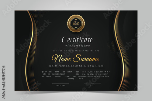 Black gold certificate template