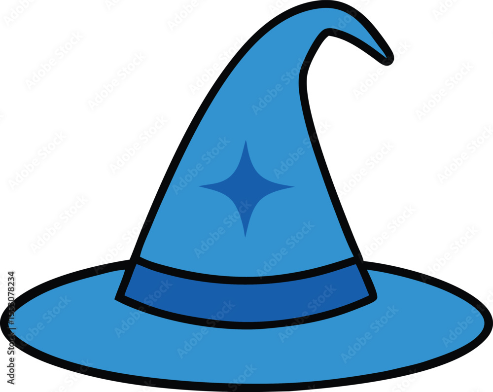 Fototapeta premium Enchanted Blue Wizard Hat Magical Illustration