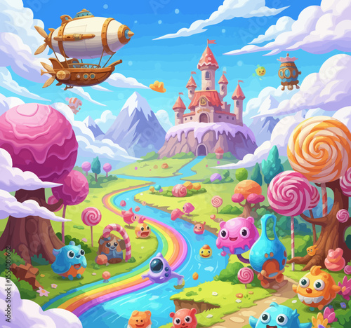 cute fantasy cartoon scenery